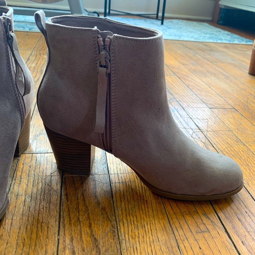 Like New Taupe Block Heel Booties